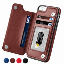 Load image into Gallery viewer, Luxury Slim Fit Premium Leather Cover For iPhone 11 Pro XR XS Max 6 6s 7 8 Plus 5S Wallet Case Card Slots Shockproof Flip Shell