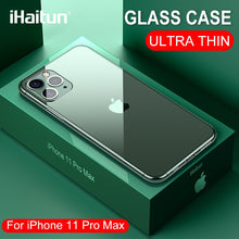 Load image into Gallery viewer, iHaitun Luxury Glass Case For iPhone 11 Pro Max Cases Ultra Thin Transparent Glass Cover For iPhone XS MAX XR X 10 7 8 Soft Edge
